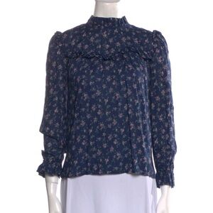 LoveShackFancy Blue Floral Blouse